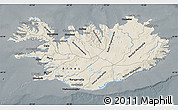 Shaded Relief Map of Iceland, darken, semi-desaturated