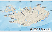 Shaded Relief Map of Iceland, political outside, shaded relief sea