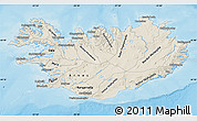 Shaded Relief Map of Iceland, political shades outside, shaded relief sea