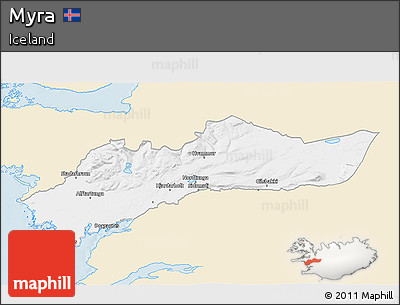 Classic Style 3D Map of Myra, single color outside