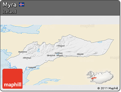 Classic Style 3D Map of Myra, single color outside