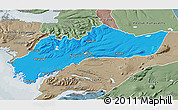 Political 3D Map of Myra, semi-desaturated