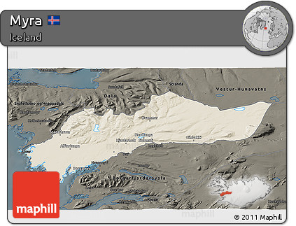 Shaded Relief 3D Map of Myra, darken