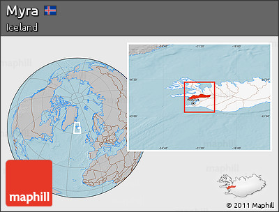 Gray Location Map of Myra, highlighted country, hill shading