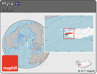 Gray Location Map of Myra, highlighted country, hill shading