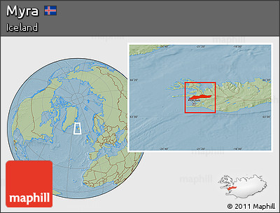 Savanna Style Location Map of Myra, hill shading