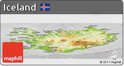 Physical Panoramic Map of Iceland, desaturated