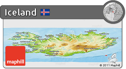 Physical Panoramic Map of Iceland