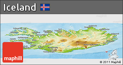 Physical Panoramic Map of Iceland