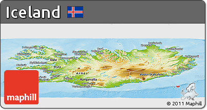 Physical Panoramic Map of Iceland
