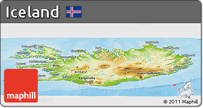 Physical Panoramic Map of Iceland, lighten, semi-desaturated, land only