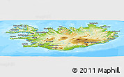 Physical Panoramic Map of Iceland, single color outside, bathymetry sea