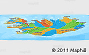 Political Panoramic Map of Iceland, single color outside, bathymetry sea