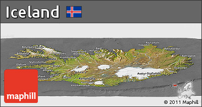 Satellite Panoramic Map of Iceland, desaturated