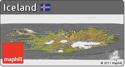 Satellite Panoramic Map of Iceland, desaturated