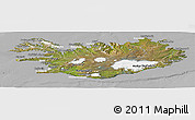 Satellite Panoramic Map of Iceland, lighten, desaturated