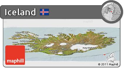 Satellite Panoramic Map of Iceland, lighten