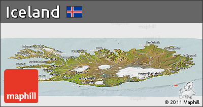 Satellite Panoramic Map of Iceland, lighten