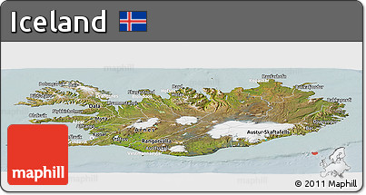 Satellite Panoramic Map of Iceland, lighten