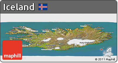 Satellite Panoramic Map of Iceland, lighten, land only