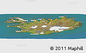 Satellite Panoramic Map of Iceland, lighten, semi-desaturated, land only