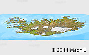 Satellite Panoramic Map of Iceland, single color outside, bathymetry sea