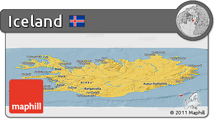Savanna Style Panoramic Map of Iceland