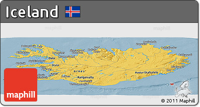 Savanna Style Panoramic Map of Iceland