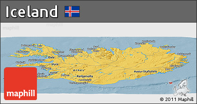 Savanna Style Panoramic Map of Iceland