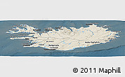 Shaded Relief Panoramic Map of Iceland, darken