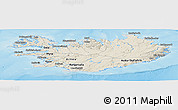 Shaded Relief Panoramic Map of Iceland, lighten, land only