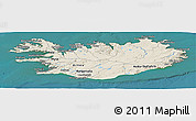 Shaded Relief Panoramic Map of Iceland, satellite outside