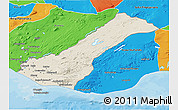 Shaded Relief 3D Map of Rangárvalla, political outside