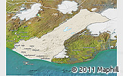 Shaded Relief 3D Map of Rangárvalla, satellite outside