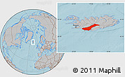 Gray Location Map of Rangárvalla, hill shading