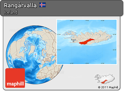 Shaded Relief Location Map of Rangárvalla