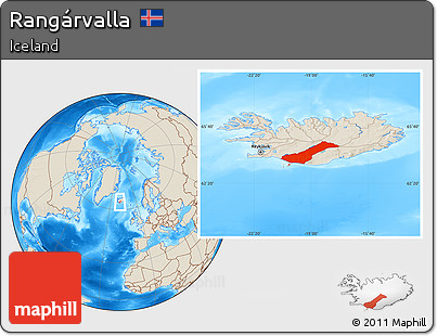 Shaded Relief Location Map of Rangárvalla