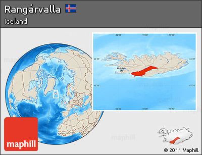 Shaded Relief Location Map of Rangárvalla