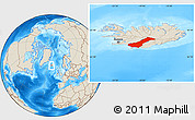 Shaded Relief Location Map of Rangárvalla