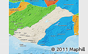 Shaded Relief Map of Rangárvalla, political outside
