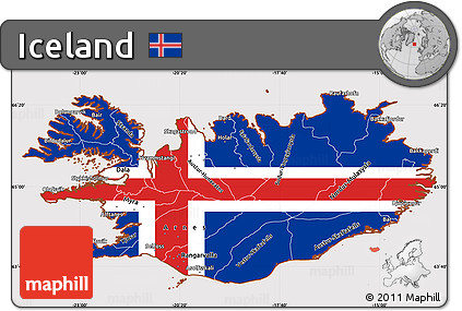 Flag Simple Map of Iceland