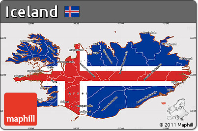 Flag Simple Map of Iceland