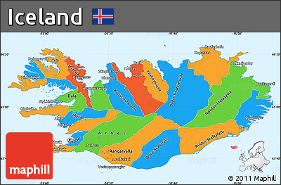 Political Simple Map of Iceland, single color outside, borders and labels