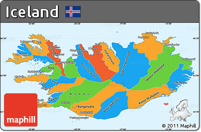 Political Simple Map of Iceland, single color outside, borders and labels