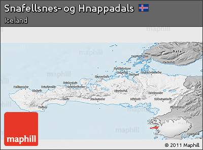 Gray 3D Map of Snafellsnes- Og Hnappadals