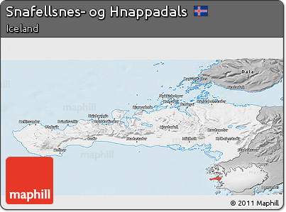 Gray 3D Map of Snafellsnes- Og Hnappadals