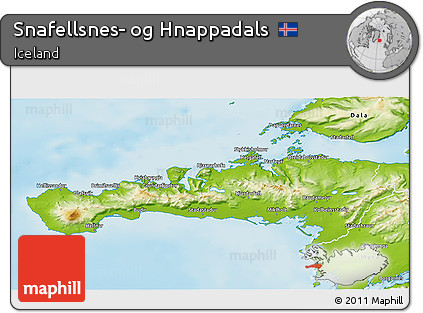 Physical 3D Map of Snafellsnes- Og Hnappadals