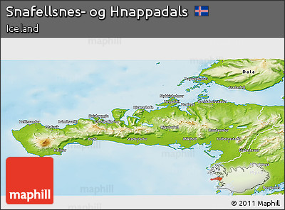 Physical 3D Map of Snafellsnes- Og Hnappadals