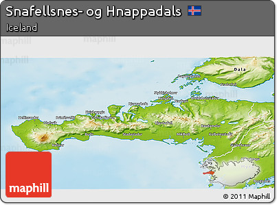 Physical 3D Map of Snafellsnes- Og Hnappadals