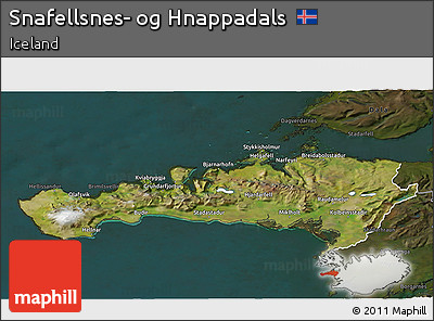 Satellite 3D Map of Snafellsnes- Og Hnappadals, darken